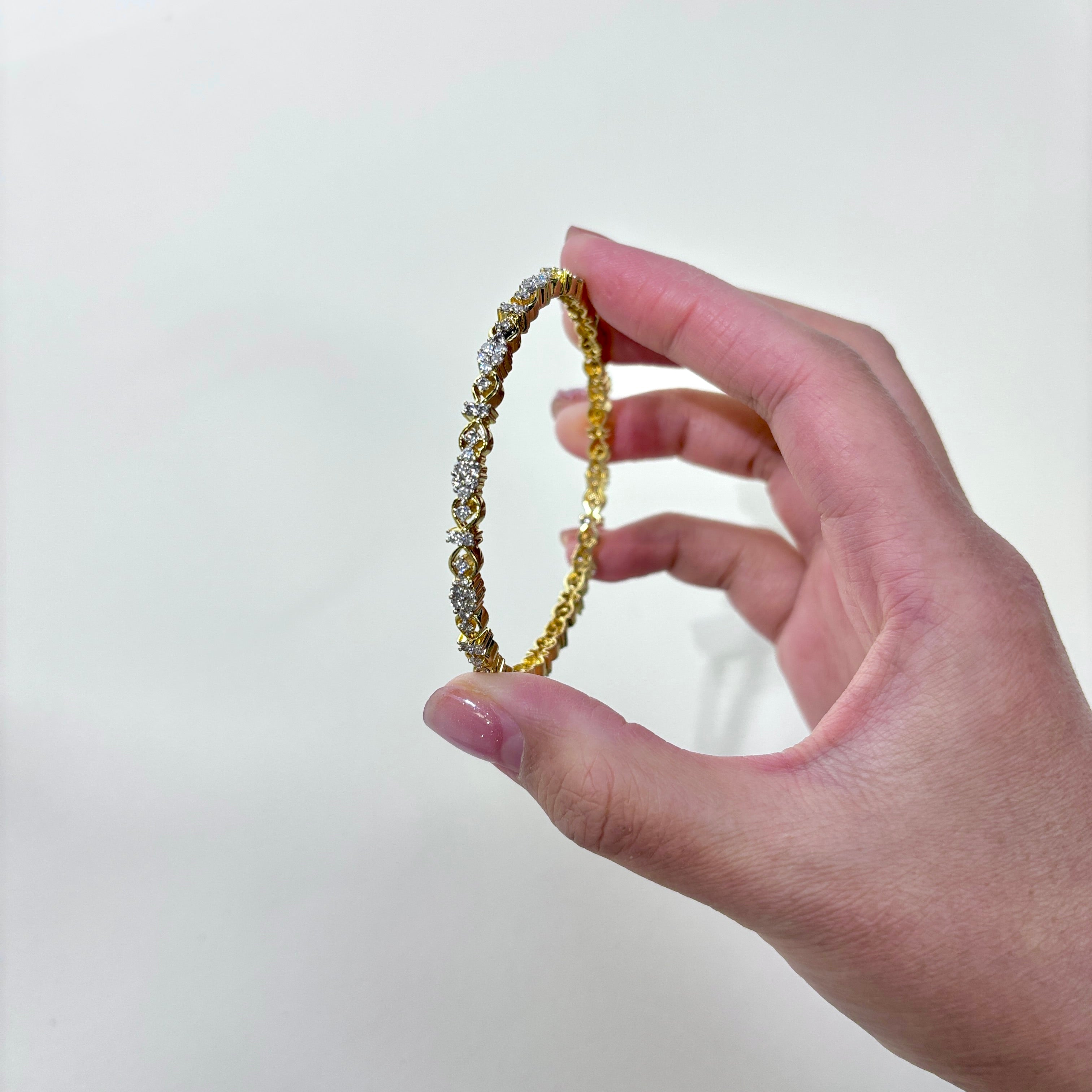18K Yellow Gold Diamond Bangle | 4.02ctw | 8"