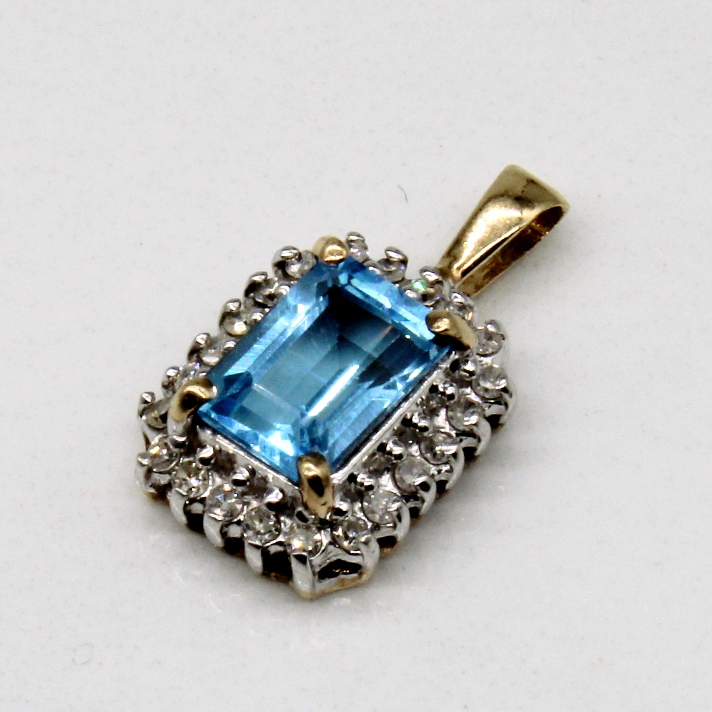 Blue Topaz & Diamond Rectangular Pendant | 1.15ct, 0.11ctw |