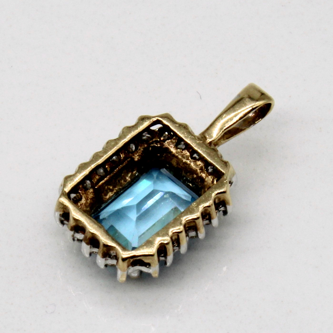 Blue Topaz & Diamond Rectangular Pendant | 1.15ct, 0.11ctw |