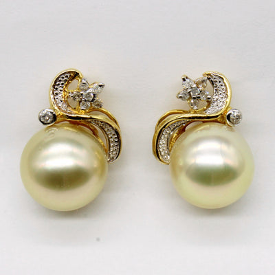 Imitation Pearl & Diamond Earrings | 0.16ctw |