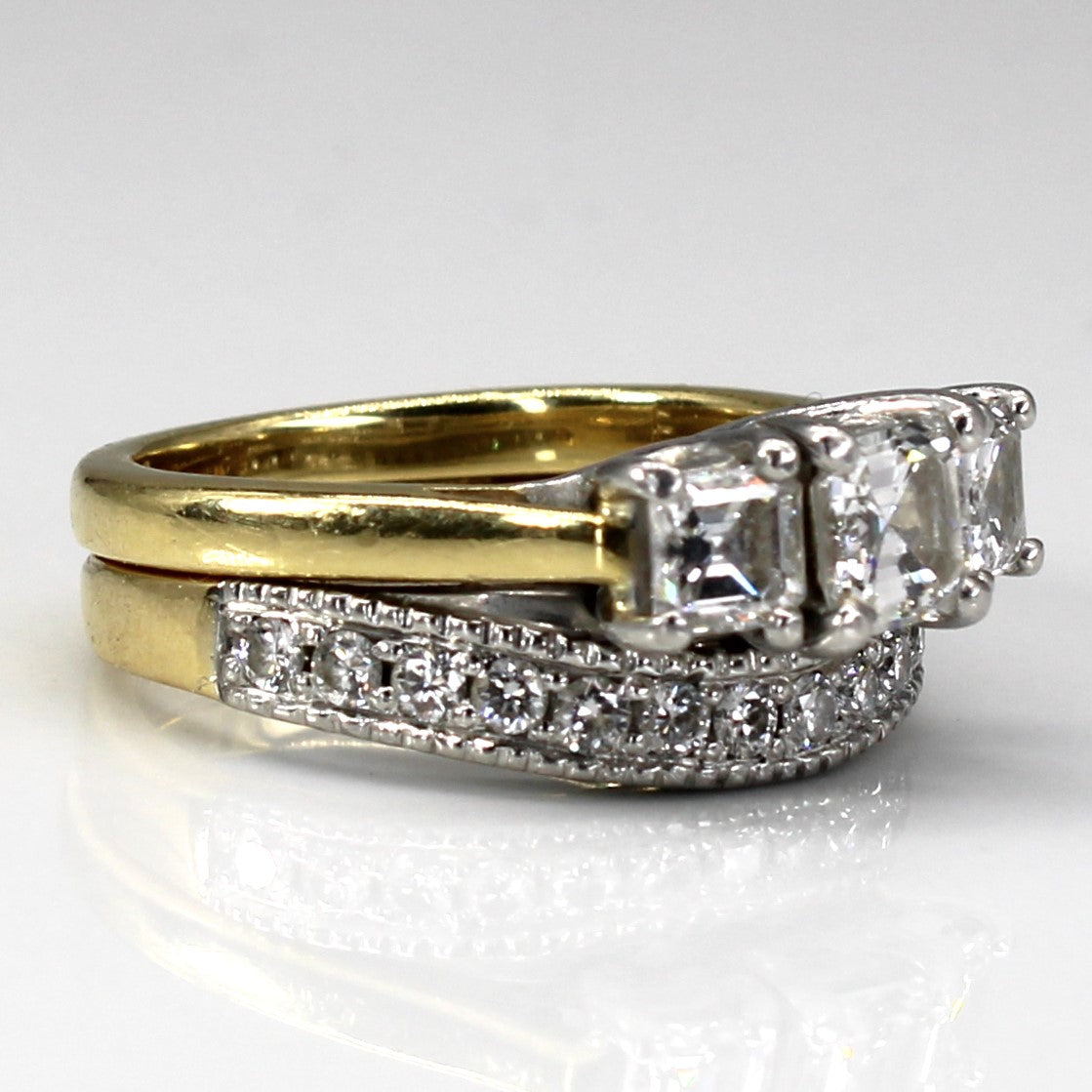Three Stone Diamond with Band Soldered Set | 1.62ctw VS2 E | SZ 6.25 |