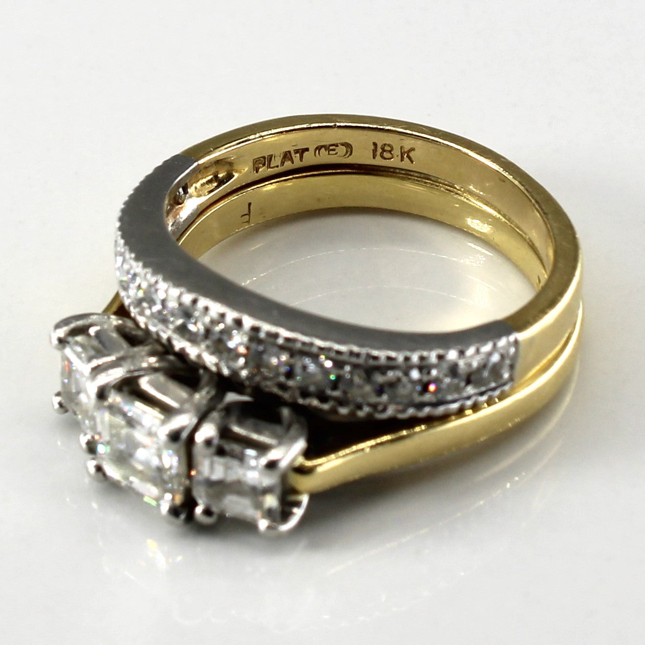 Three Stone Diamond with Band Soldered Set | 1.62ctw VS2 E | SZ 6.25 |