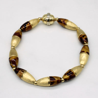 14k Yellow Gold Enamel Bracelet | 7