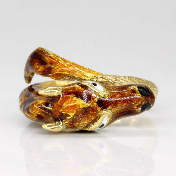 18k Yellow Gold Enamel Horse Ring | SZ 4.75 |
