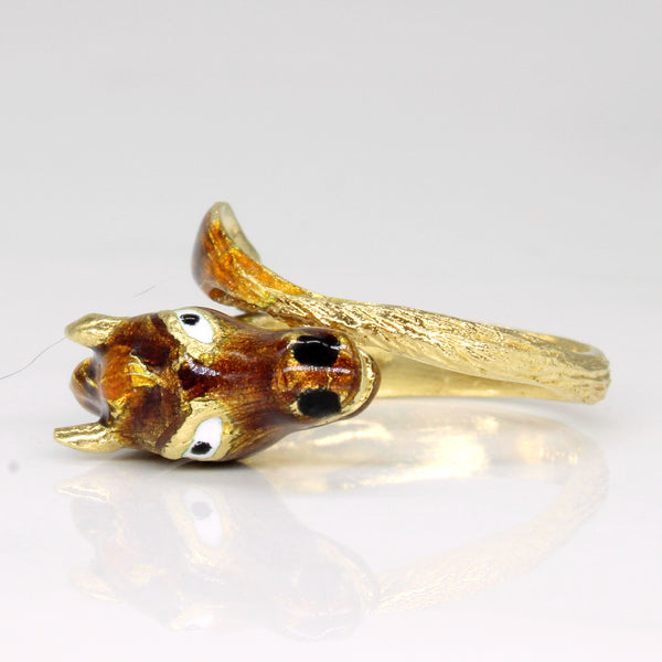 18k Yellow Gold Enamel Horse Ring | SZ 4.75 |
