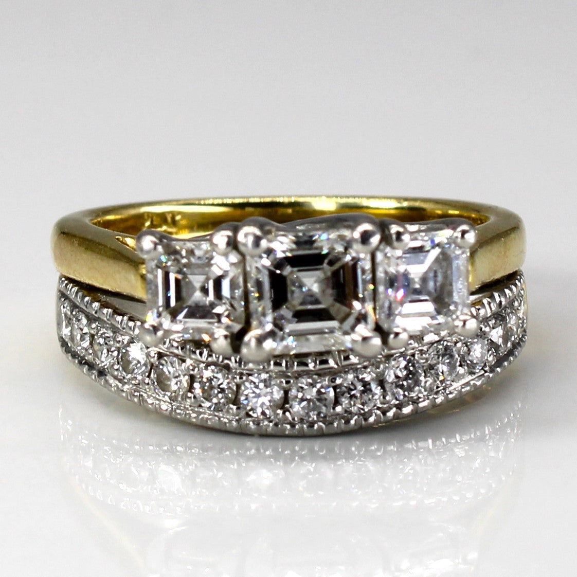 Three Stone Diamond with Band Soldered Set | 1.62ctw VS2 E | SZ 6.25 |