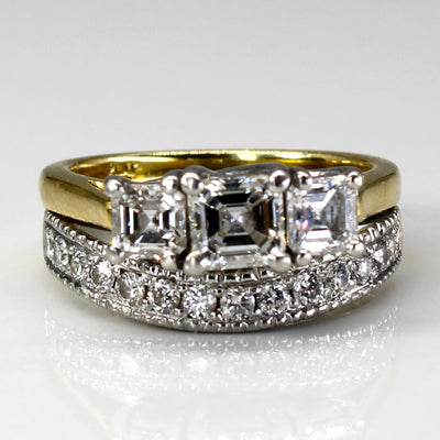 Three Stone Diamond with Band Soldered Set | 1.62ctw VS2 E | SZ 6.25 |