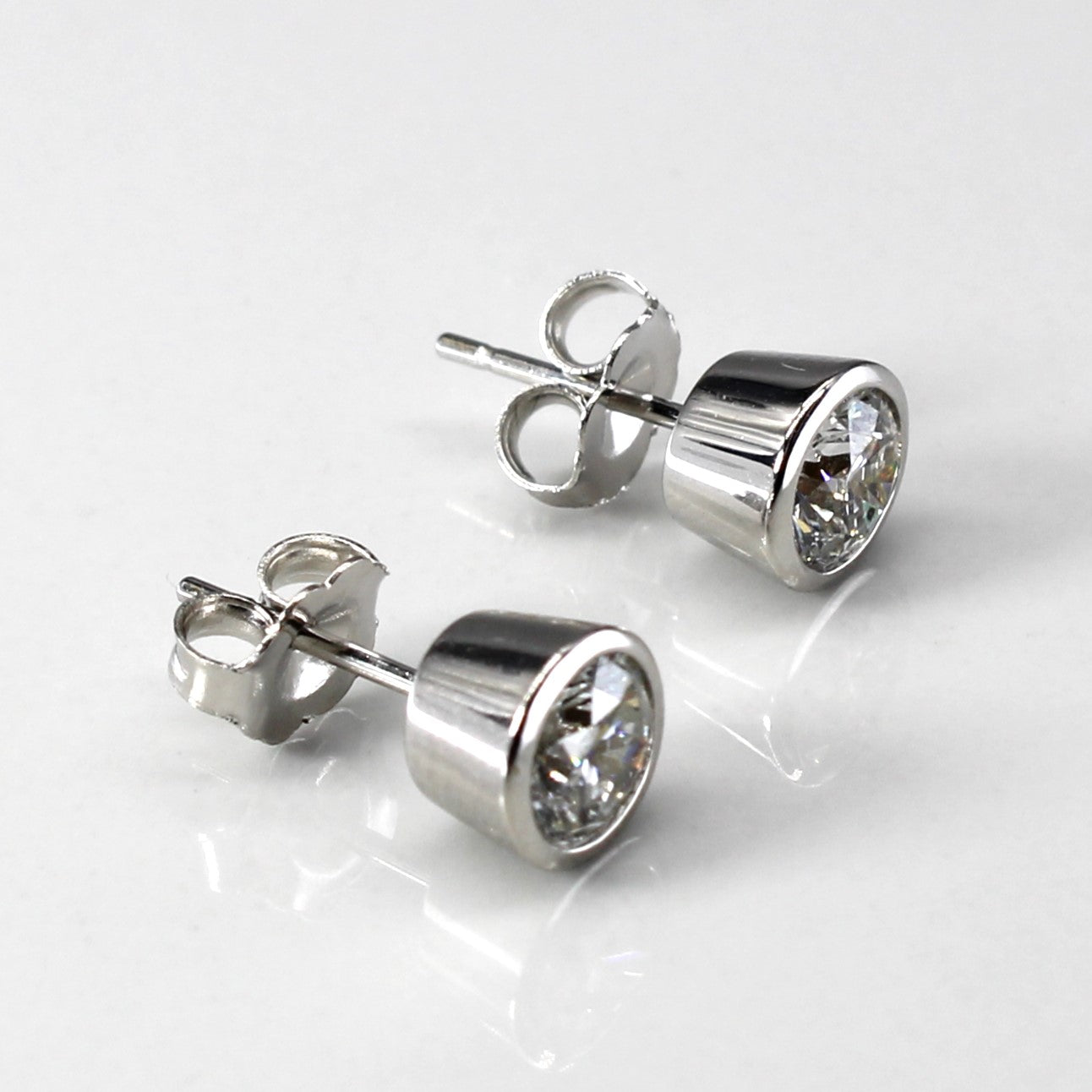 Bezel Set Diamond Stud Earrings | 1.20ctw SI2/I1 H/I |
