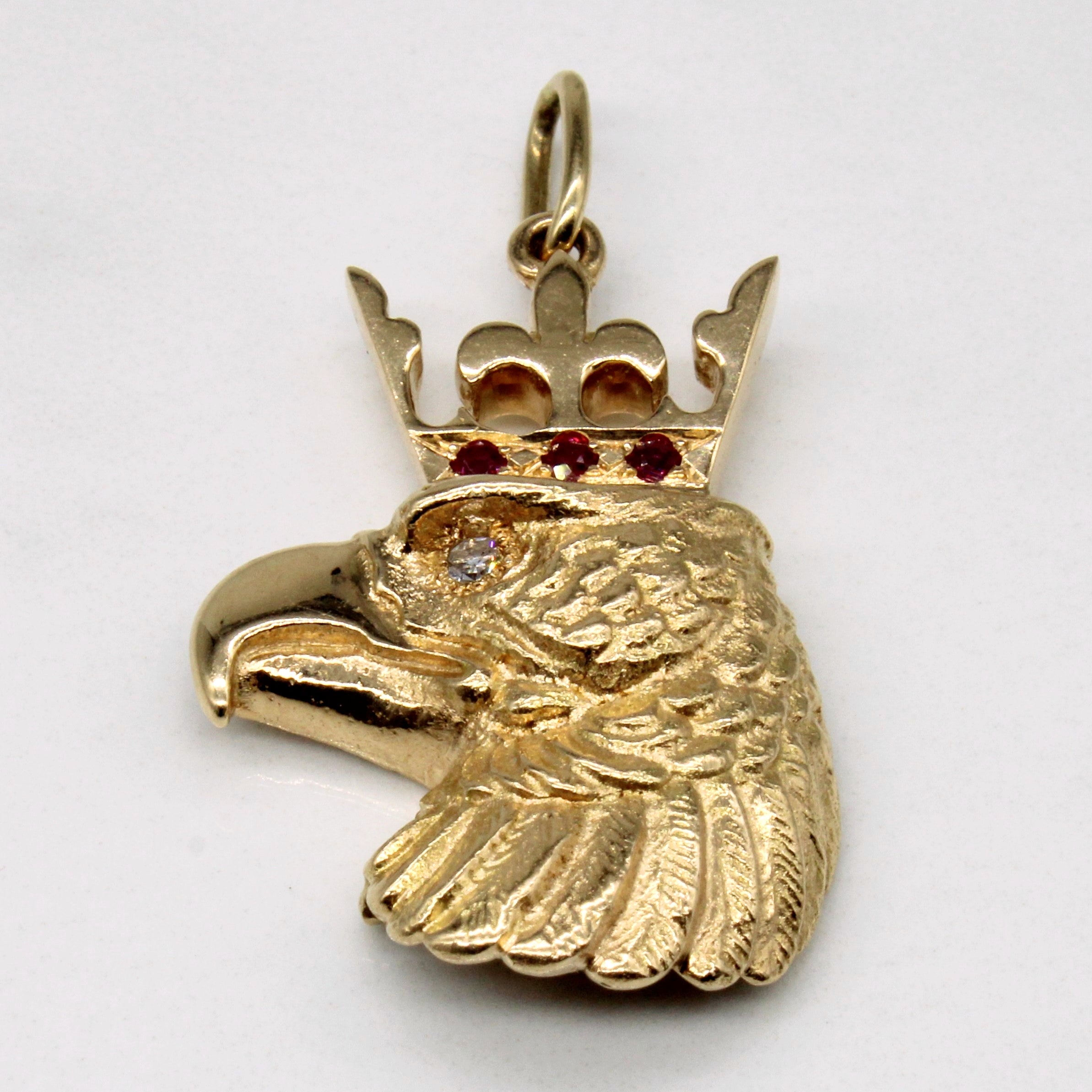 Ruby & Diamond Crowned Hawk Pendant | 0.09ctw, 0.03ct |