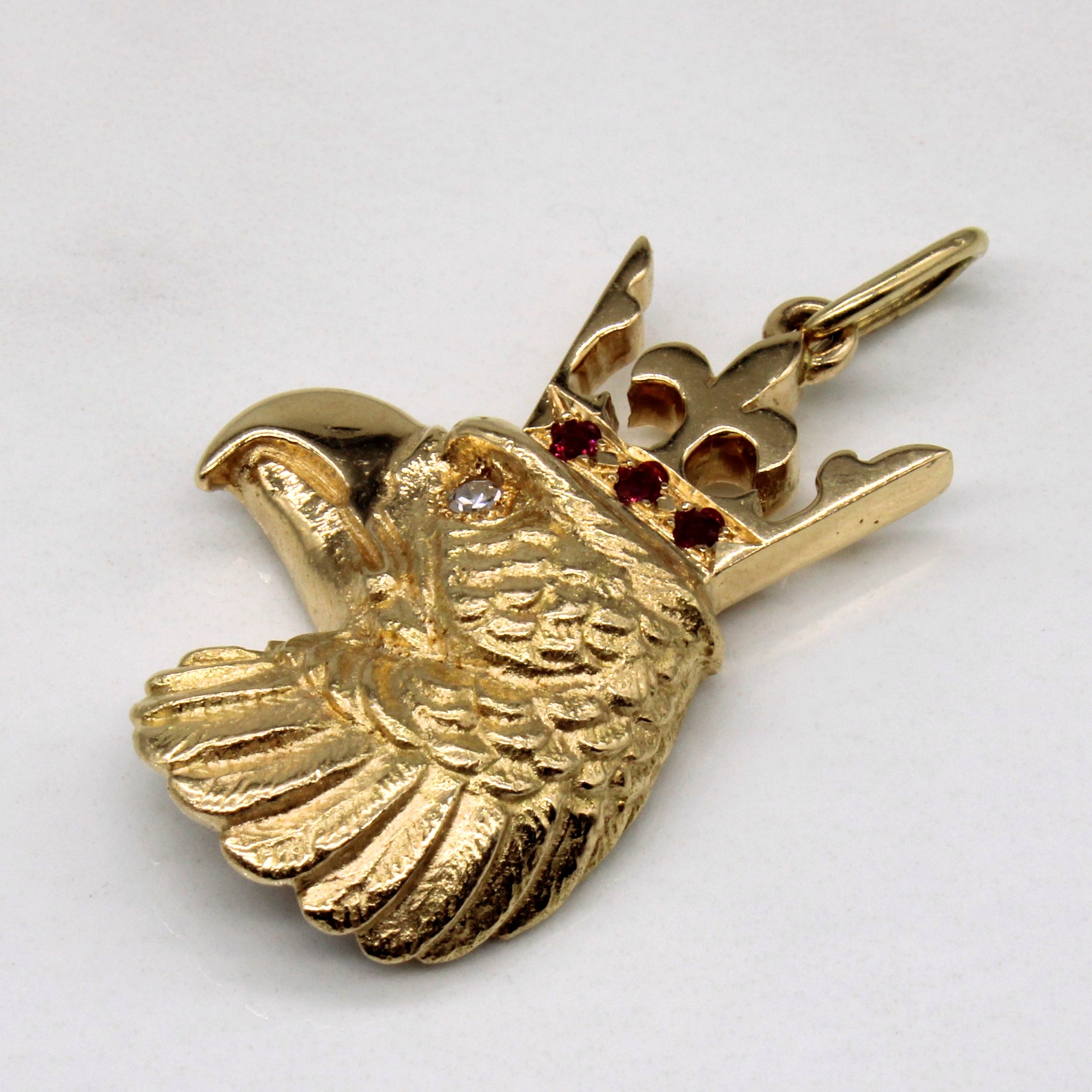 Ruby & Diamond Crowned Hawk Pendant | 0.09ctw, 0.03ct |