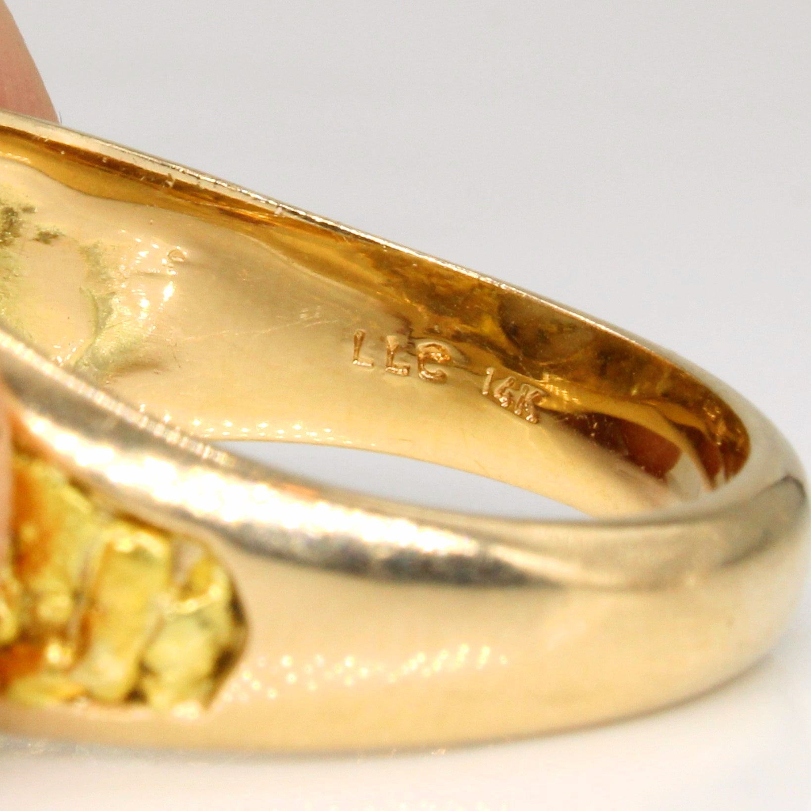 Gold Veined Quartz & Nugget Ring | 3.50ct | SZ 10.75 |