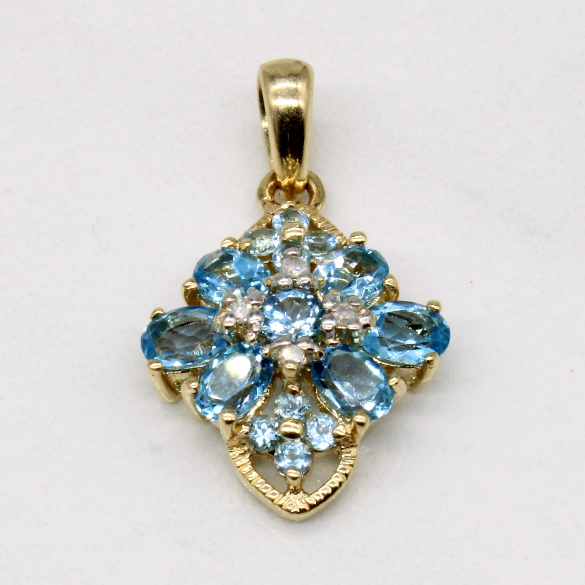 Blue Topaz & Diamond Pendant | 0.90ctw, 0.02ctw |