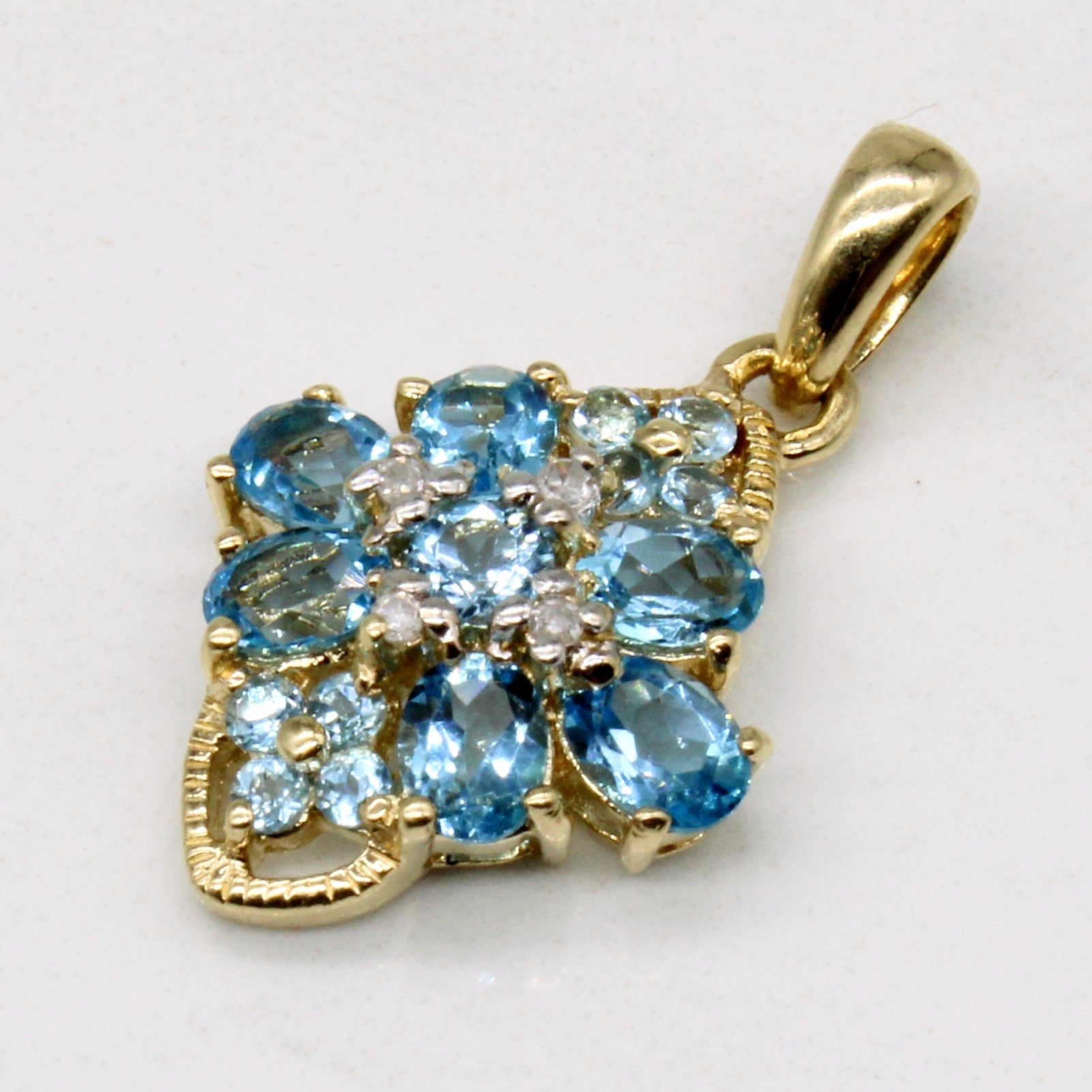 Blue Topaz & Diamond Pendant | 0.90ctw, 0.02ctw |