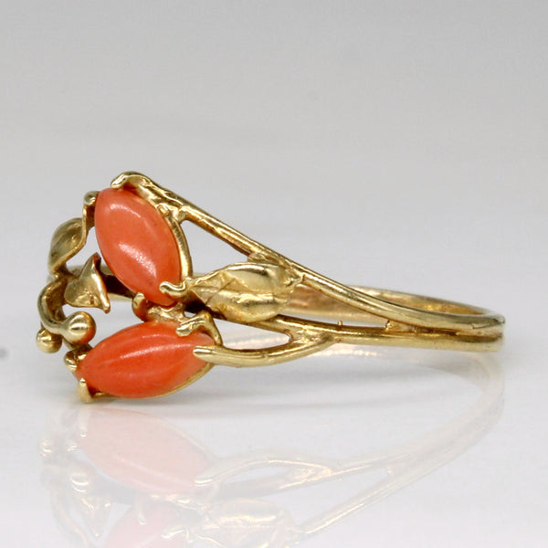 Coral Cocktail Ring | 0.28ctw | SZ 6.75 |