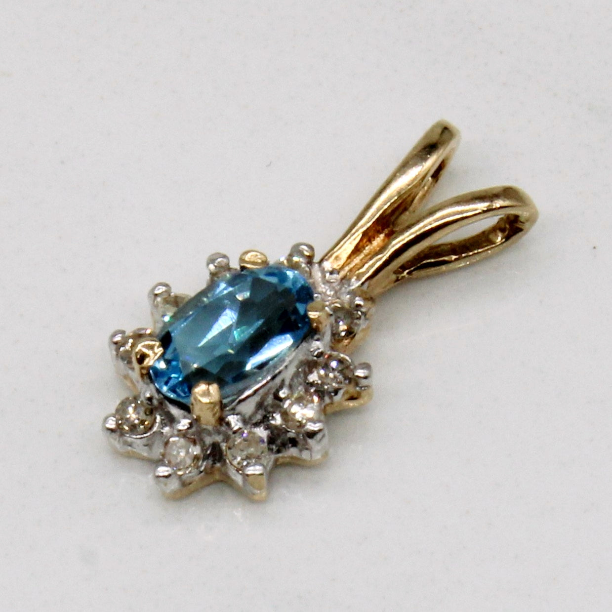 Blue Topaz & Diamond Pendant | 0.30ct, 0.05ctw |