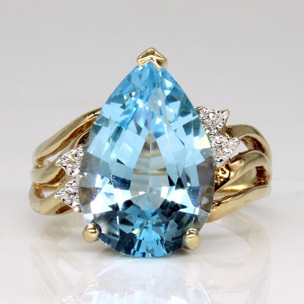 Blue Topaz & Diamond Cocktail Ring | 6.35ct, 0.02ctw | SZ 6.75 |