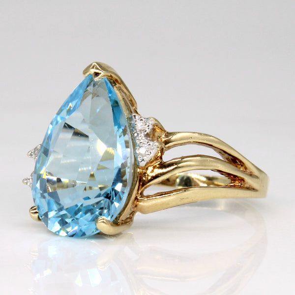 Blue Topaz & Diamond Cocktail Ring | 6.35ct, 0.02ctw | SZ 6.75 |