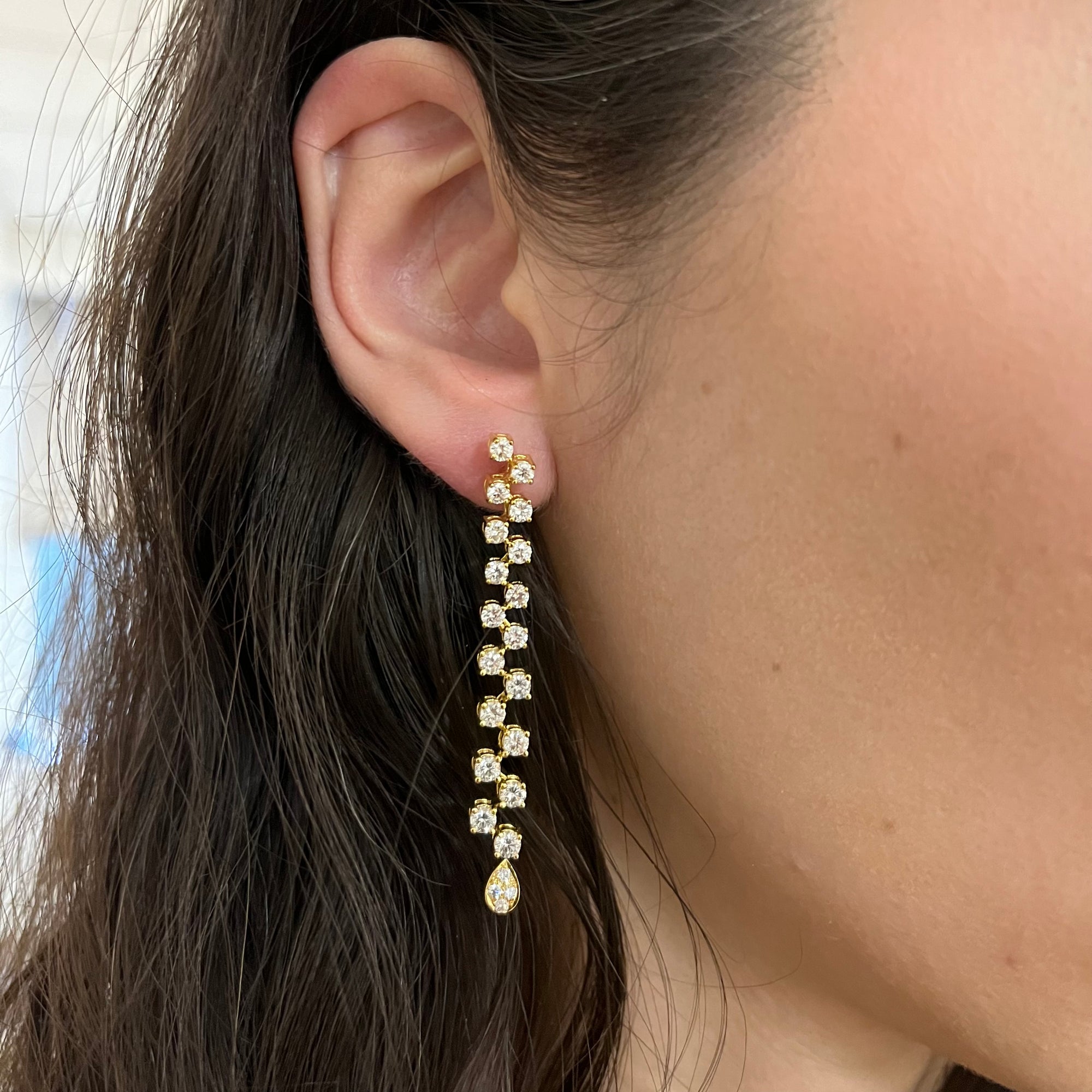 Multi- Prong Diamond Hanging Earrings | 2.25 ctw |