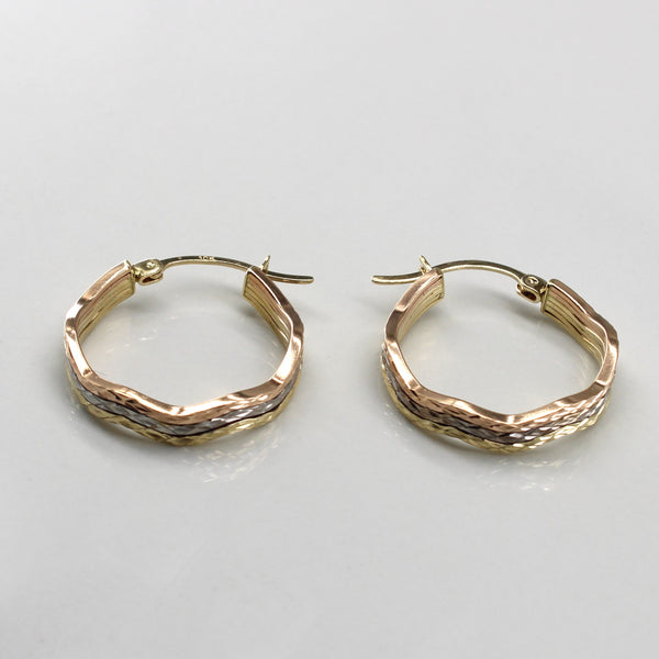 Tri Tone Gold Hoop Earrings