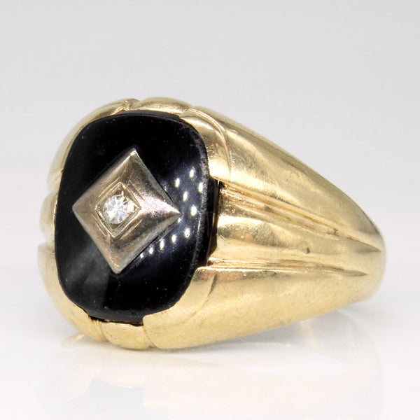 Onyx & Diamond Ring | 3.20ct, 0.02ct | SZ 9.75 |