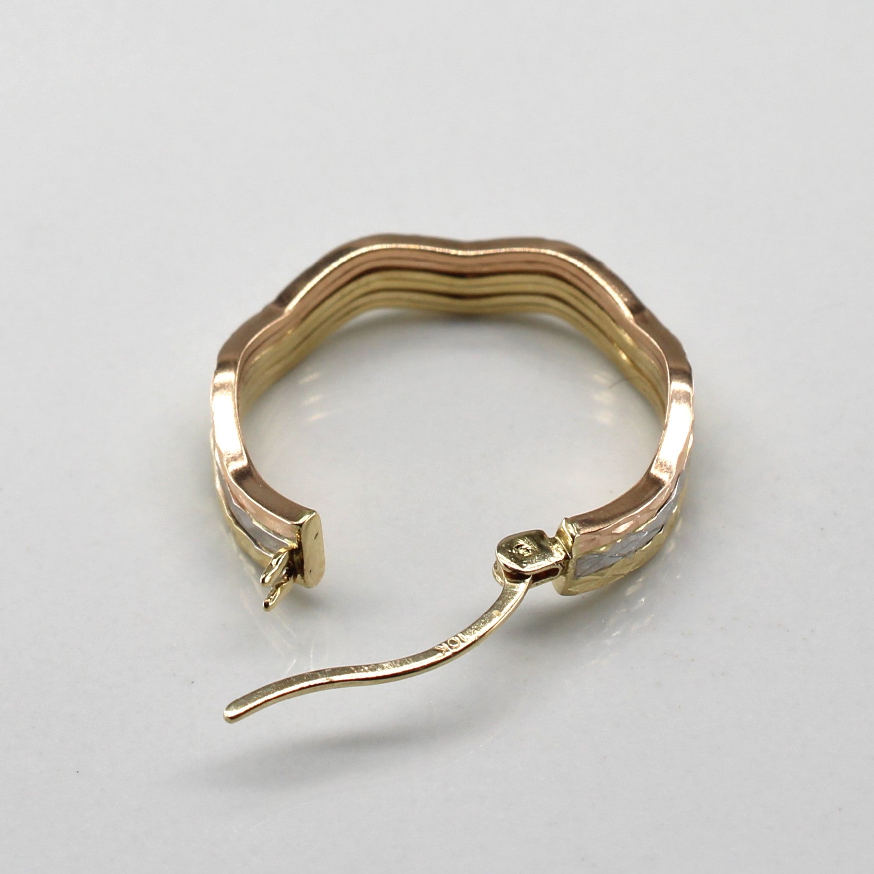 Tri Tone Gold Hoop Earrings