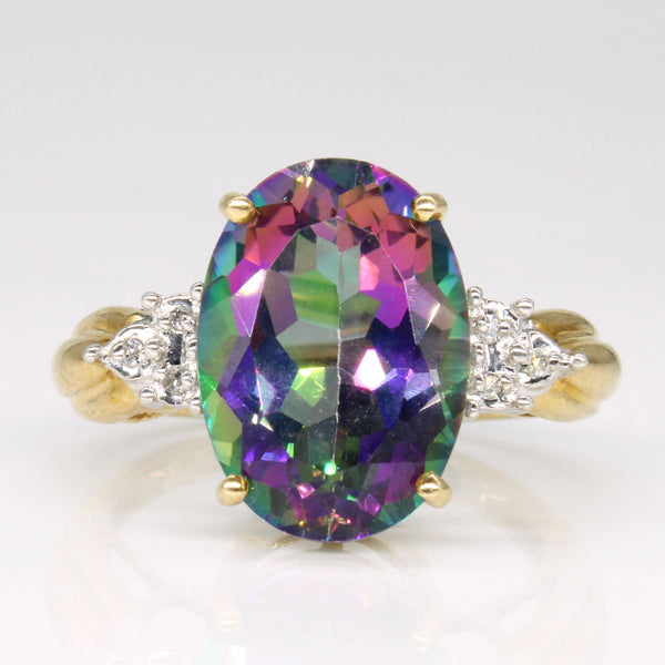 Mystic Topaz & Diamond Cocktail Ring | 6.40ct, 0.03ctw | SZ 7 |