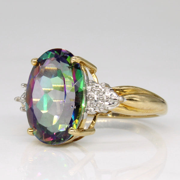 Mystic Topaz & Diamond Cocktail Ring | 6.40ct, 0.03ctw | SZ 7 |