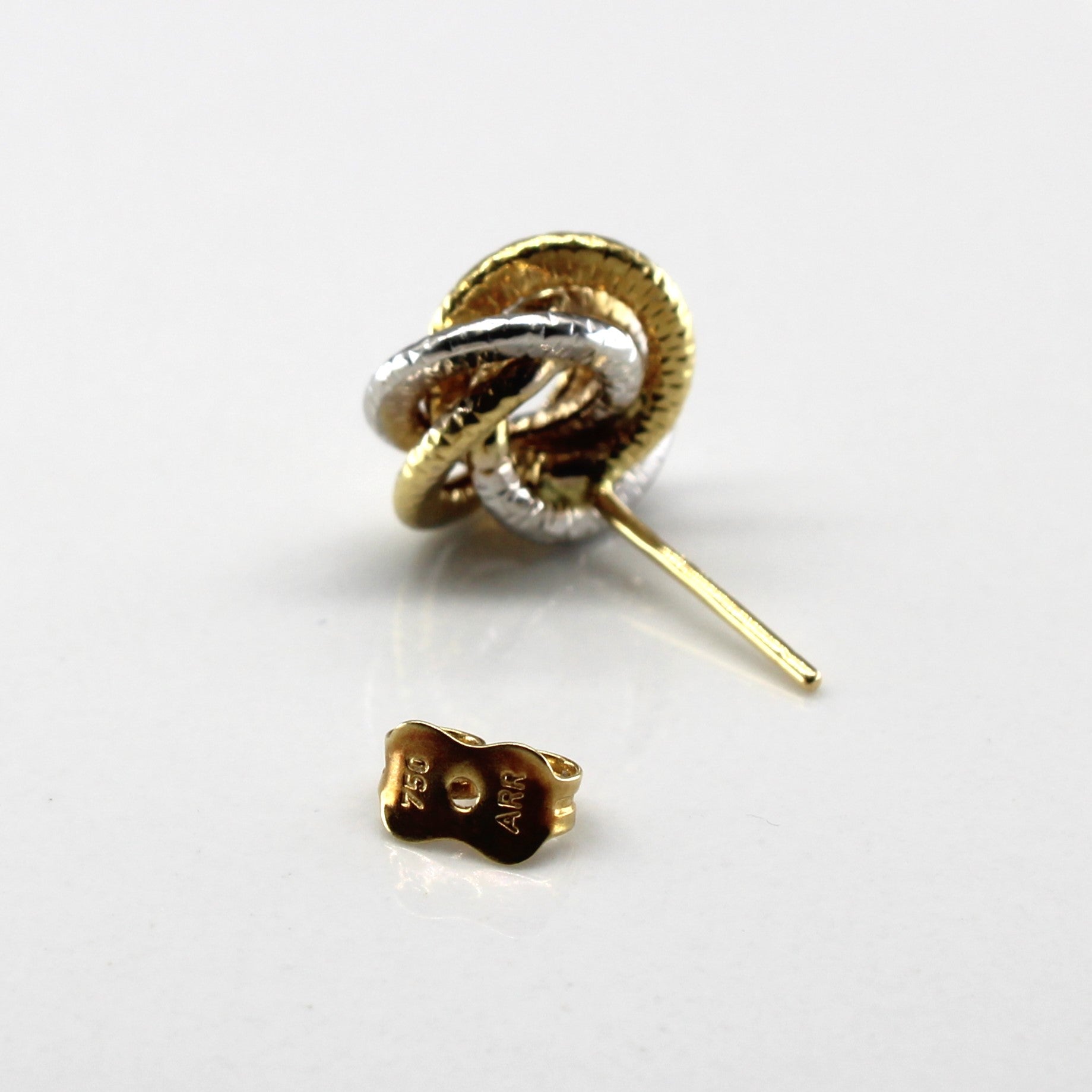Two Tone Gold Swirl Stud Earrings