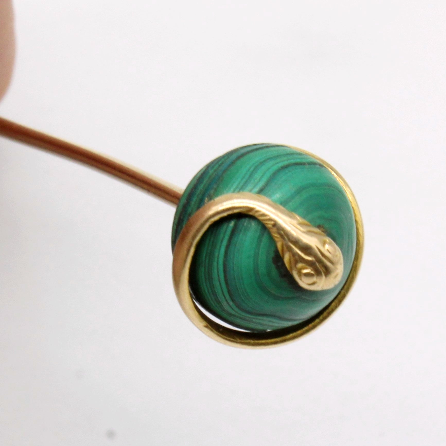 Vintage Malachite Snake Pin