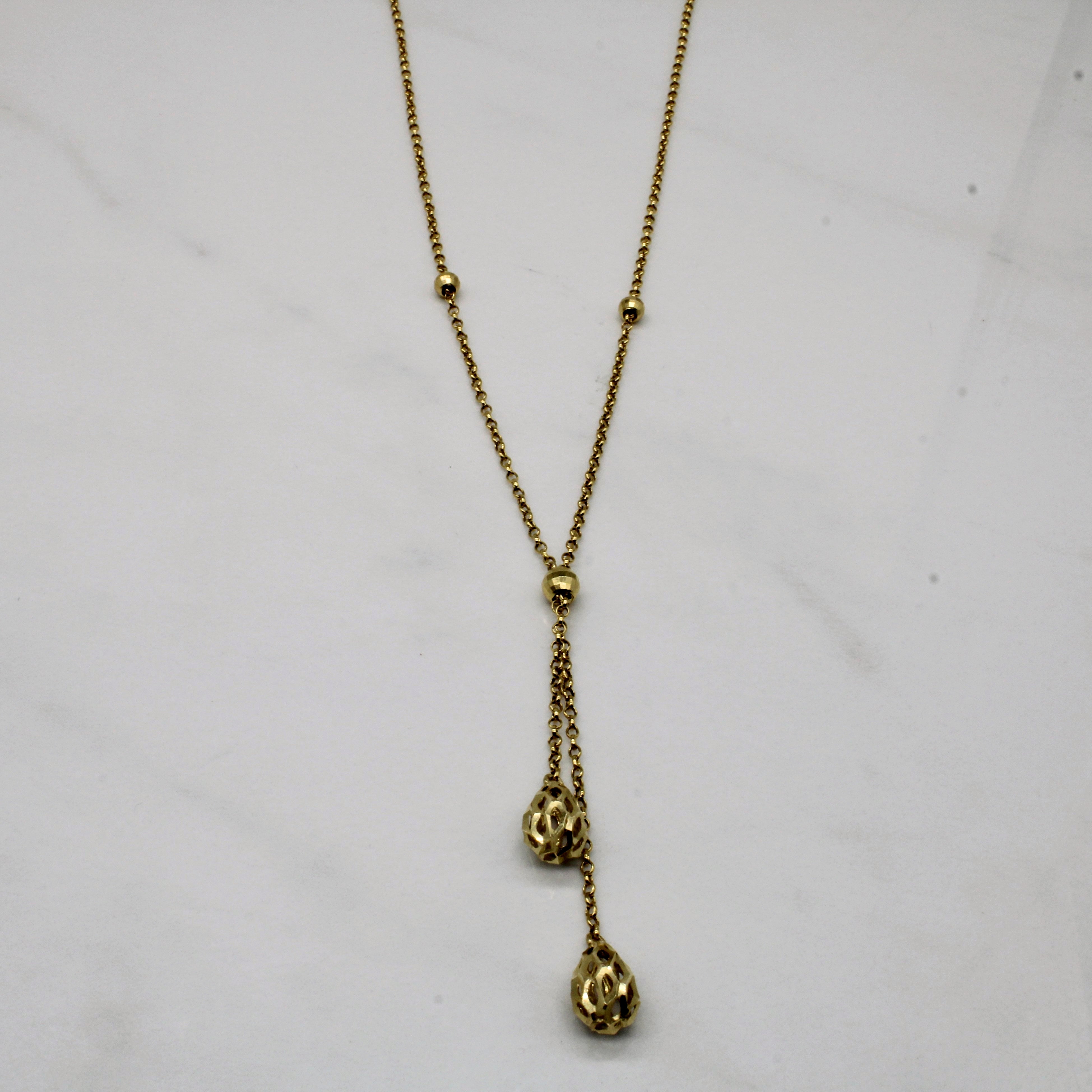 14k Yellow Gold Drop Pendant Necklace | 18" |