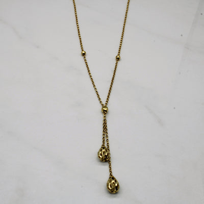 14k Yellow Gold Drop Pendant Necklace | 18