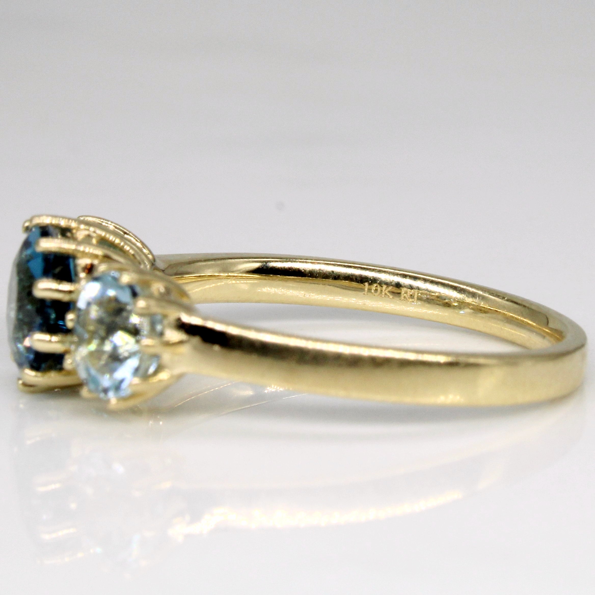 Light and Dark Blue Topaz Three Stone Ring | 1.50ctw | SZ 6.5 |