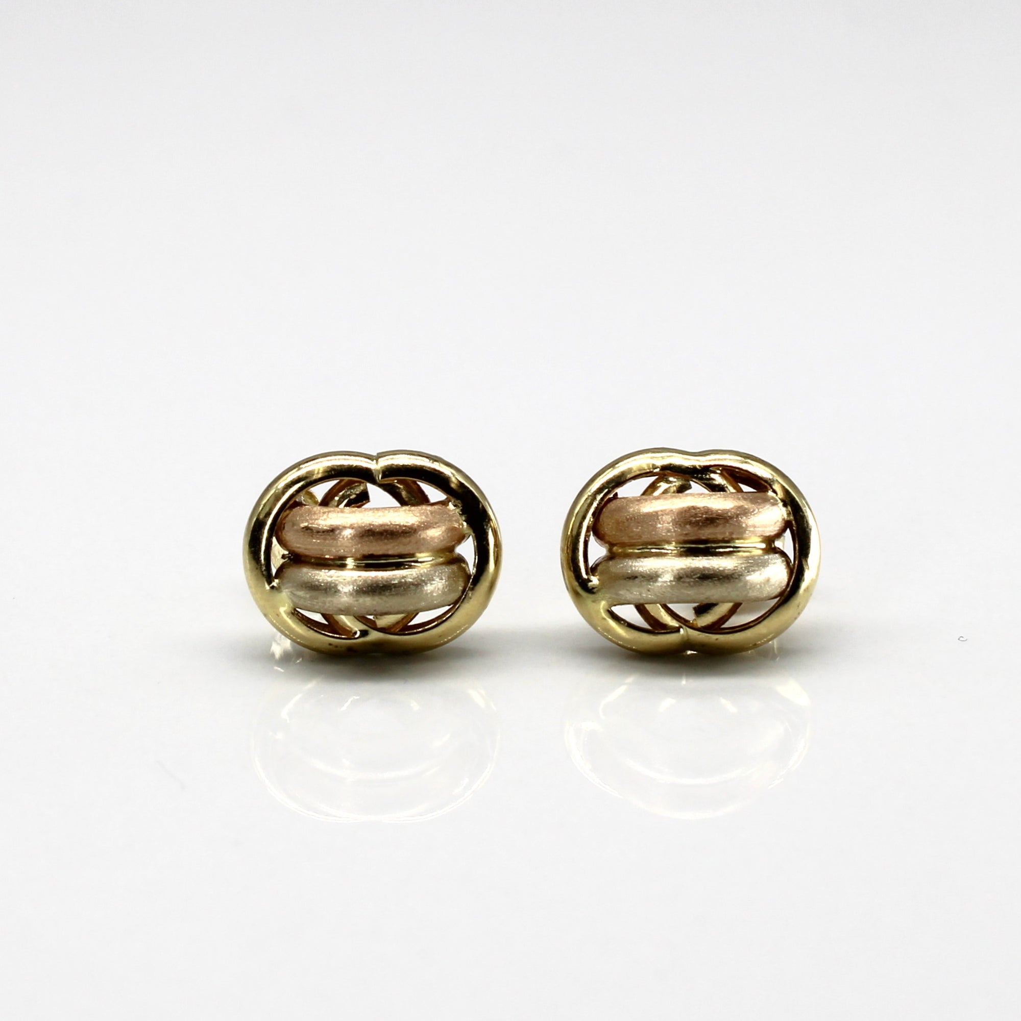 Two Tone Gold Dome Stud Earrings