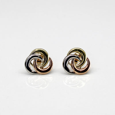 Swirl Tri Tone Gold Studs