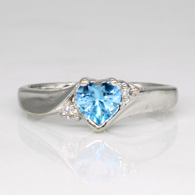 Blue Topaz & Diamond Heart Ring | 0.46ct, 0.03ctw | SZ 5.75 |