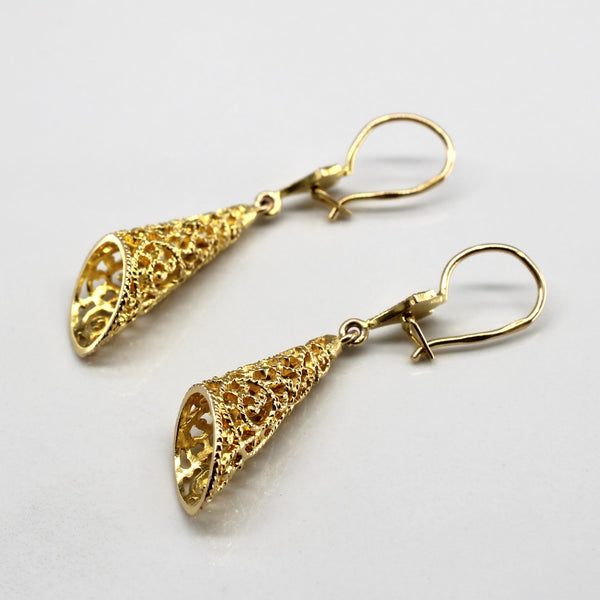 Filigree Design Gold Dangle Earrings