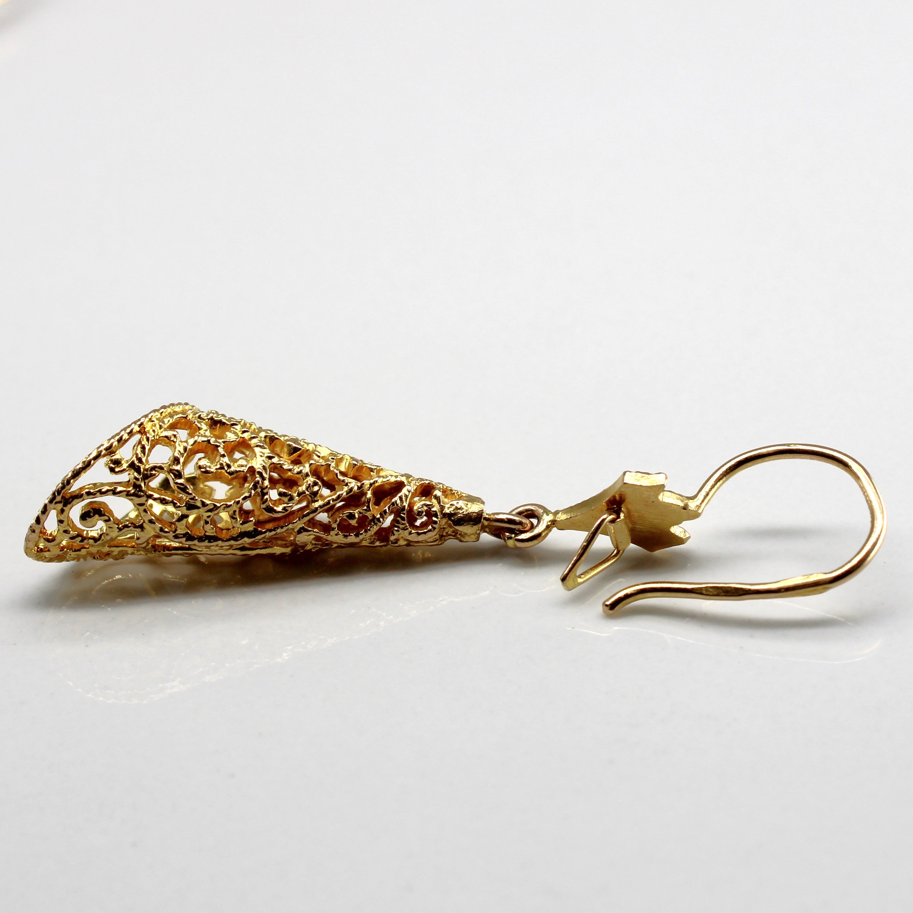 Filigree Design Gold Dangle Earrings