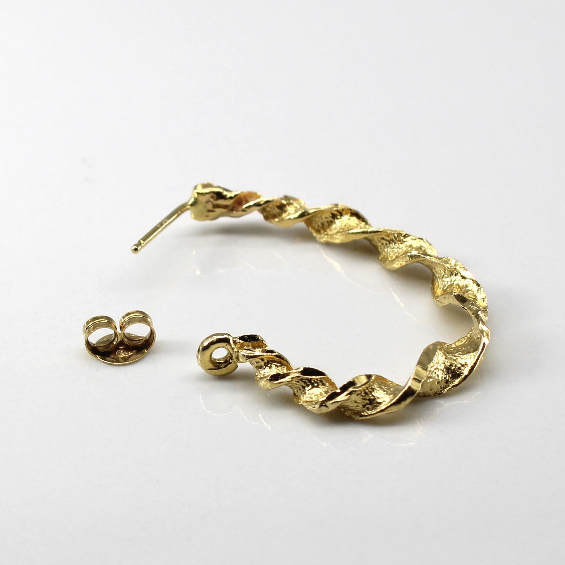 Twisted Yellow Gold Hoop Earrings