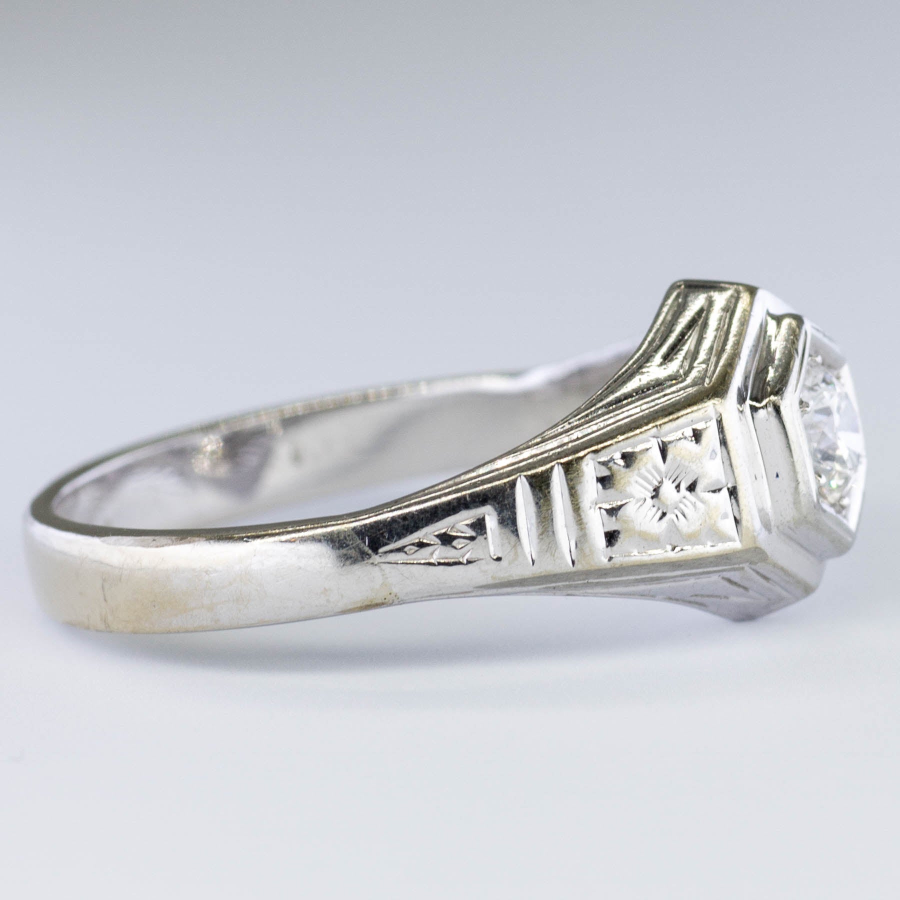 1920s Orange Blossom Detailed Engagement Ring | 0.28ct | SZ 9 |