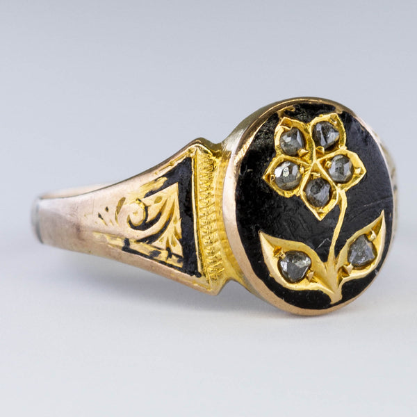 Victorian Mourning Era Diamond Rose Ring | 0.07ctw | SZ 6.75 |