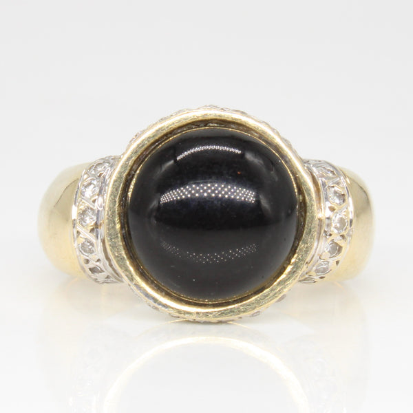 Onyx & Diamond Cocktail Ring | 3.80ct, 0.17ctw | SZ 7 |