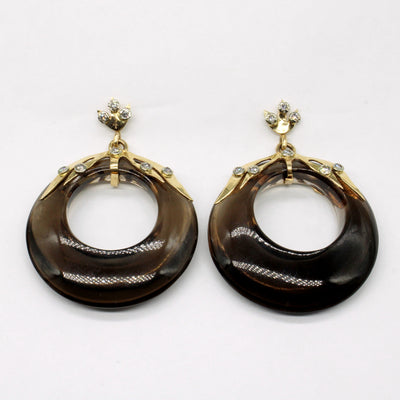 Smokey Quartz & Diamond Hoop Earrings | 75.00ctw, 0.26ctw |