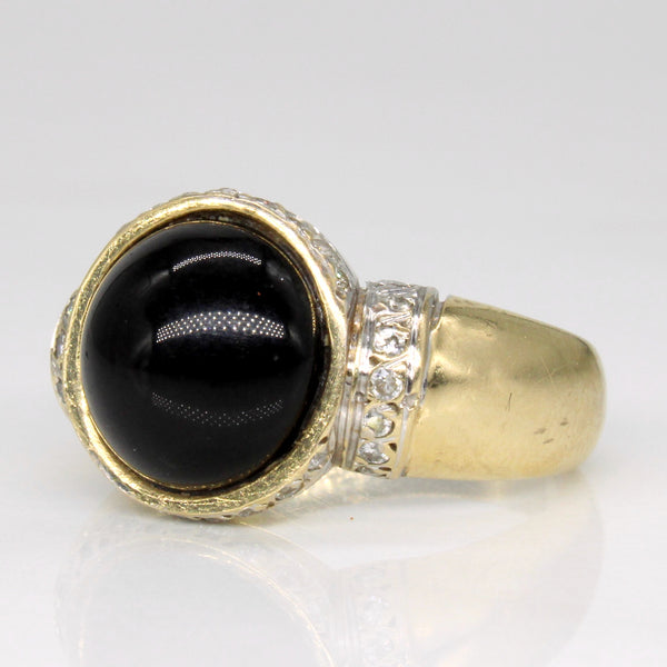 Onyx & Diamond Cocktail Ring | 3.80ct, 0.17ctw | SZ 7 |