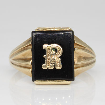 Onyx 'R' Initial Ring | 4.00ct | SZ 9.5 |