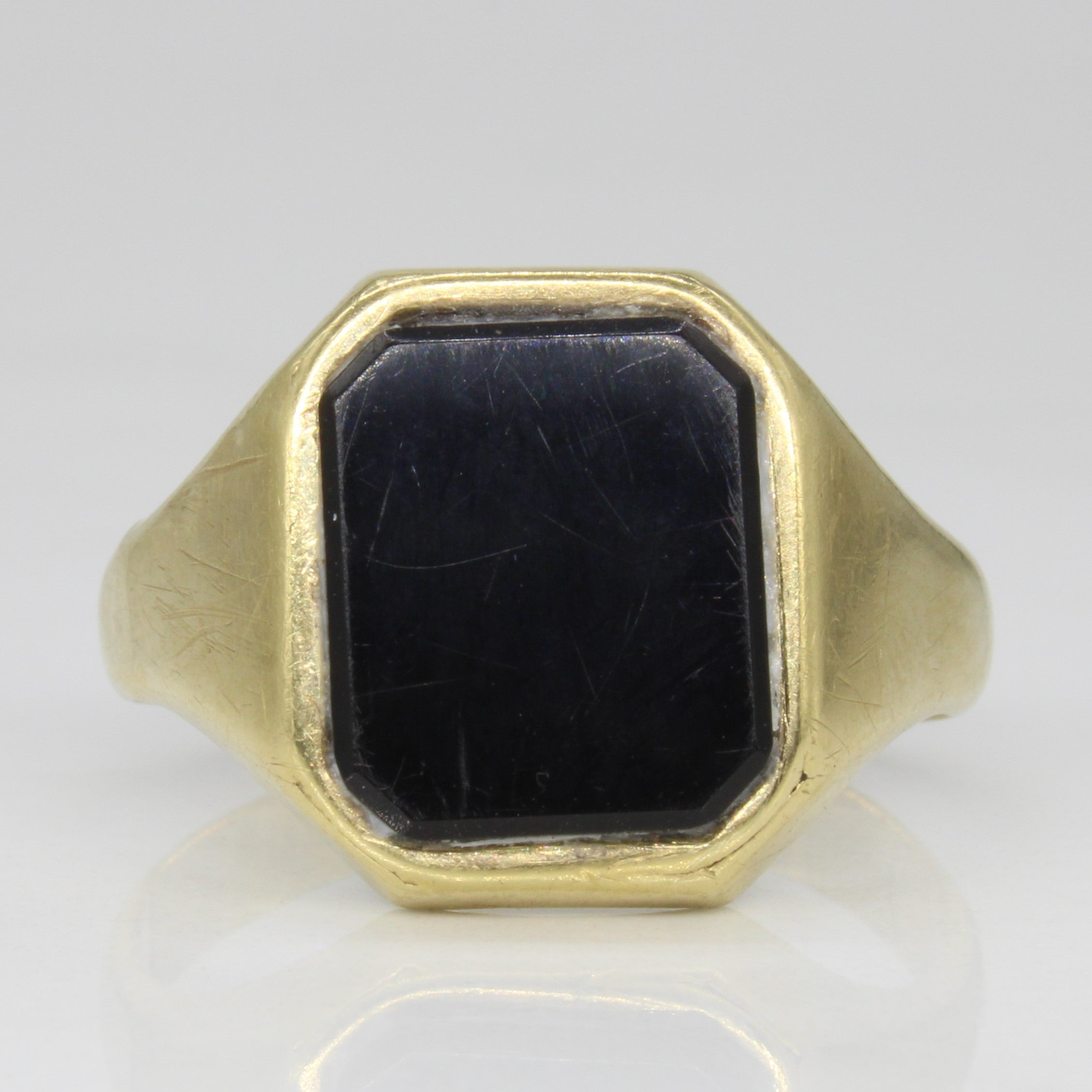 Bague chevalière en onyx | 4,60 ct | Taille 9,25 | 