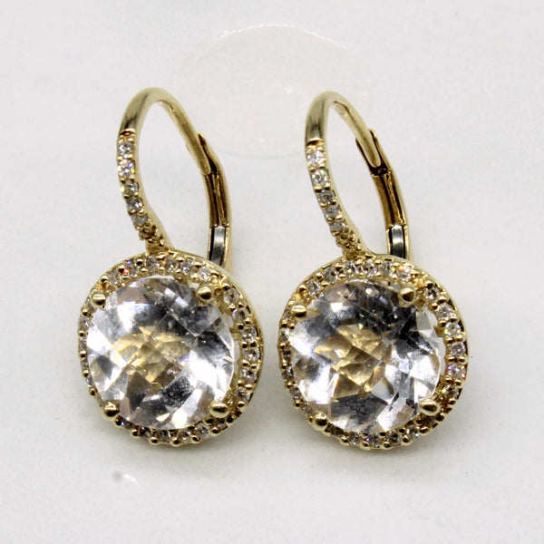 Colourless Topaz & Diamond Drop Hoop Earrings | 4.50ctw, 0.18ctw |