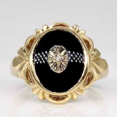 Onyx & Diamond Cocktail Ring | 1.80ct, 0.01ct | SZ 6 |