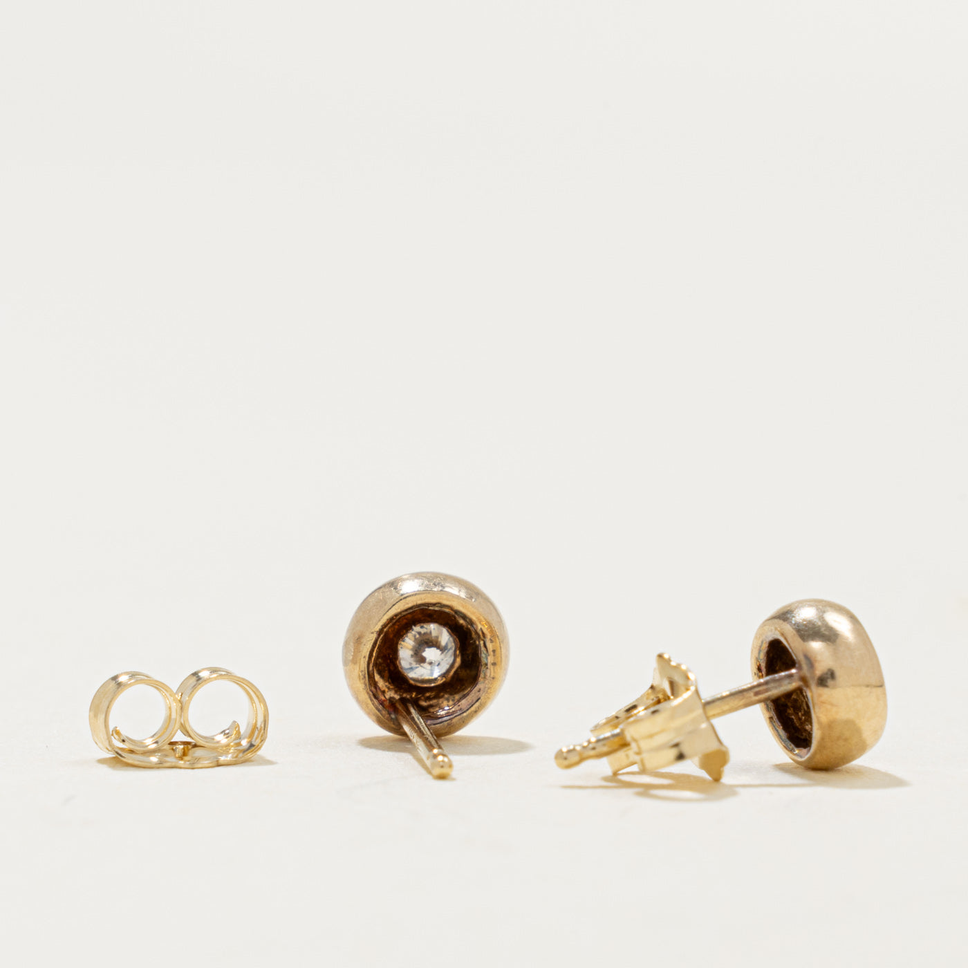 14k Two Tone Diamond Bezel Set Stud Earrings | 0.14ctw