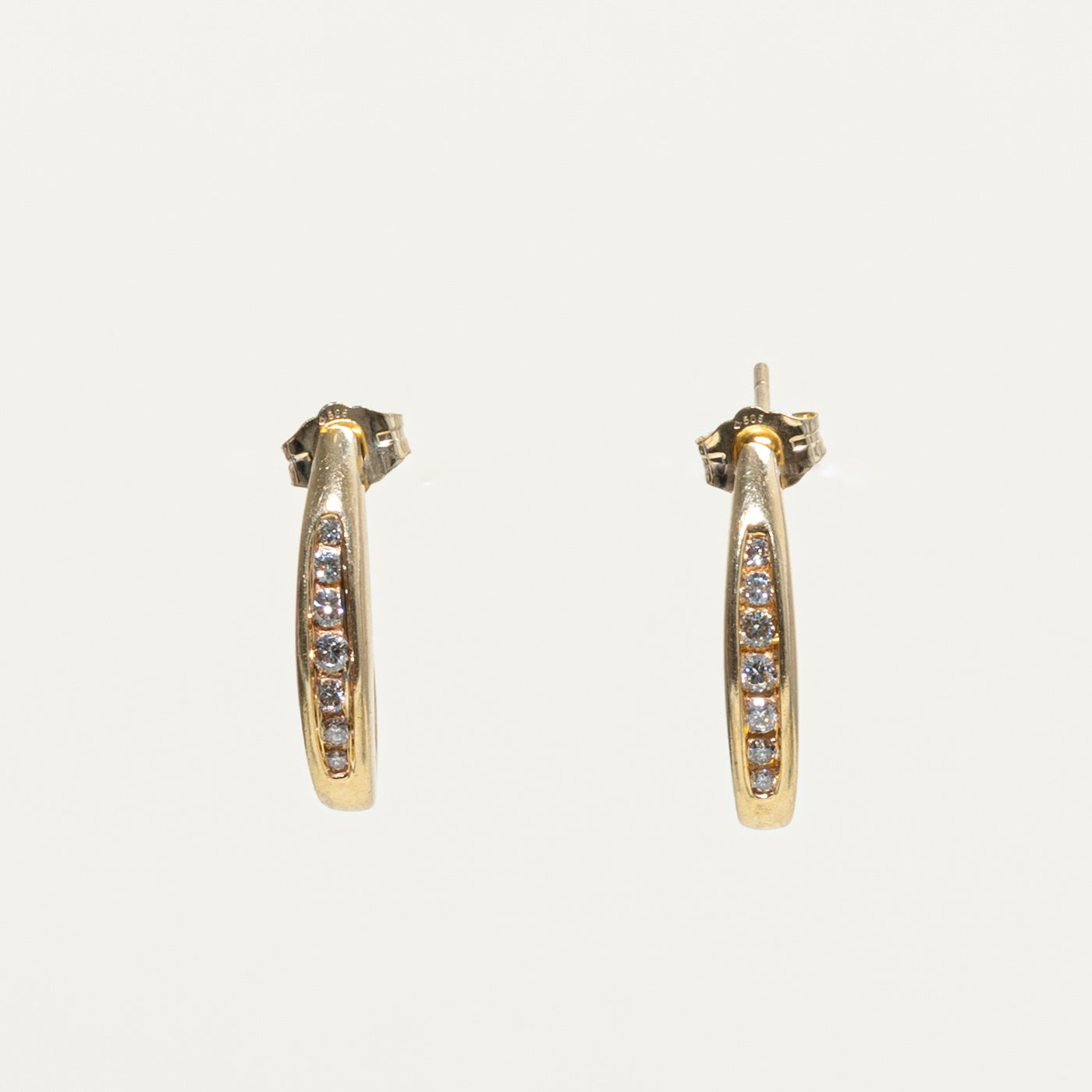 14k Channel Set Diamond Half Hoop Earrings | 0.22ctw