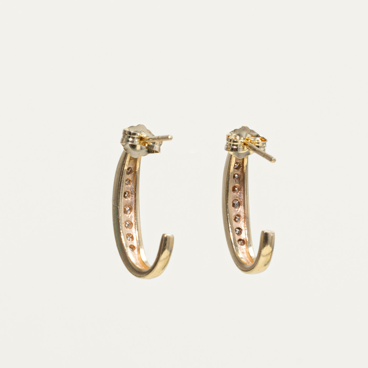 14k Channel Set Diamond Half Hoop Earrings | 0.22ctw